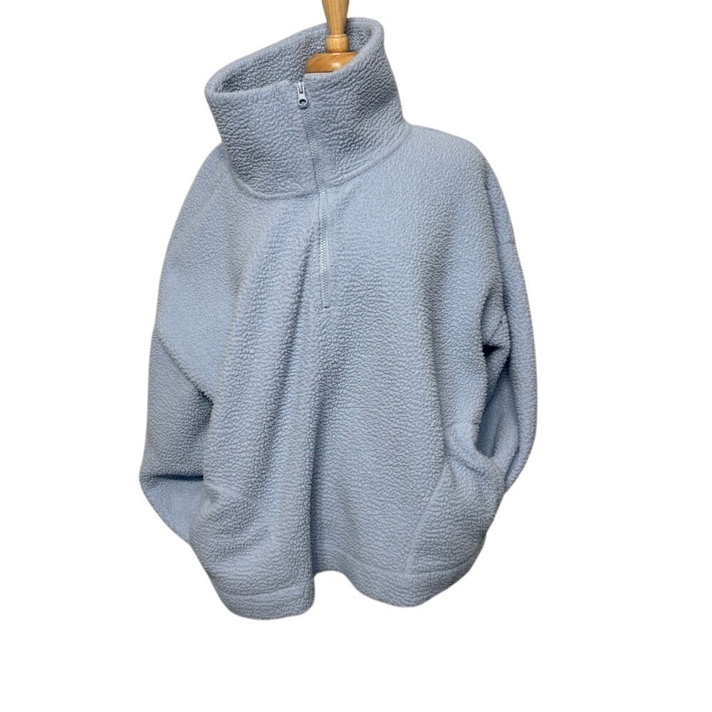 Joe Fresh Plus Blue Sherpa Fleece Quarter Zip‎ Pullover Sweater Active 3X